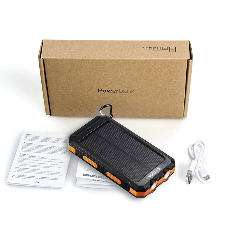 20000mAh Power Bank Waterproof Solar PowerBank External Battery Fast Mobile Phone Charger For Samsung iPhone Xiaomi Power bank