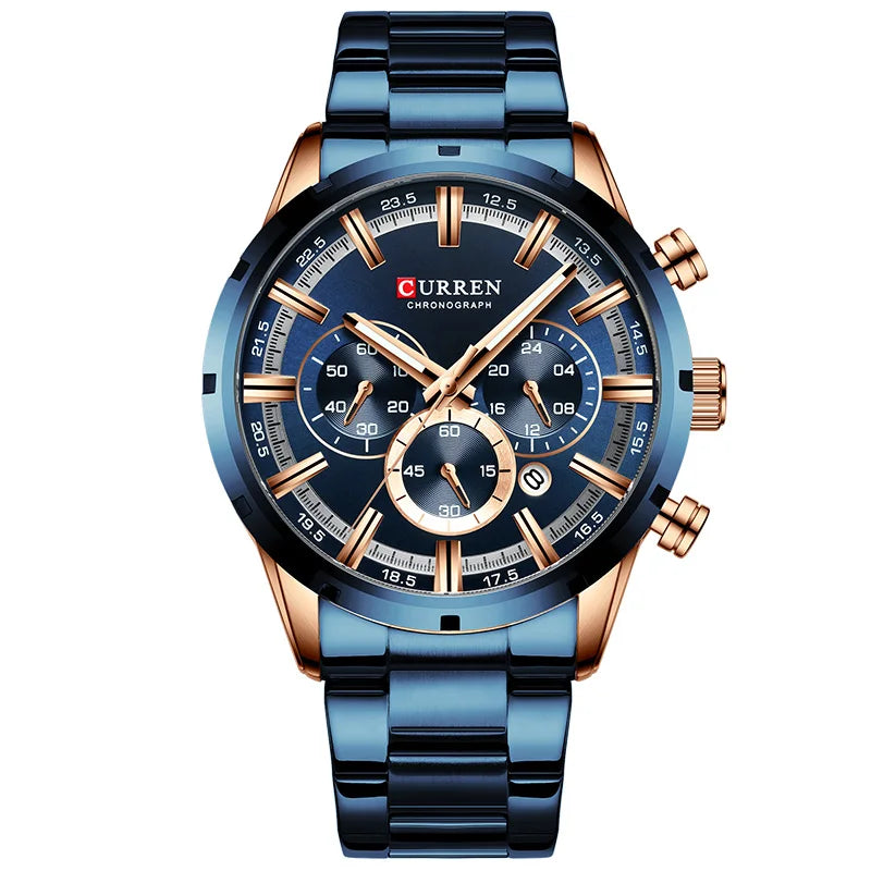 CURREN Men Watch Top Brand Luxury Sports Quartz Mens Watches Full Steel Waterproof Chronograph Wristwatch