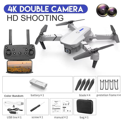 KBDFA 2025 E88 Professional Wide Angle RC Dron HD 4K Camera Mode Foldable Helicopter Aircraft Quadcopter Drone Kid Gift Toys