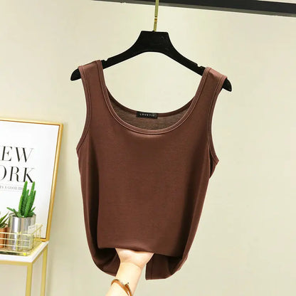 Women Summer Deep U-Neck tank tops Modal cotton sleeveless tee tops camis Tshirts casual Bottoming Top