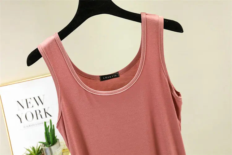 Women Summer Deep U-Neck tank tops Modal cotton sleeveless tee tops camis Tshirts casual Bottoming Top