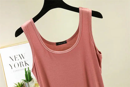 Women Summer Deep U-Neck tank tops Modal cotton sleeveless tee tops camis Tshirts casual Bottoming Top