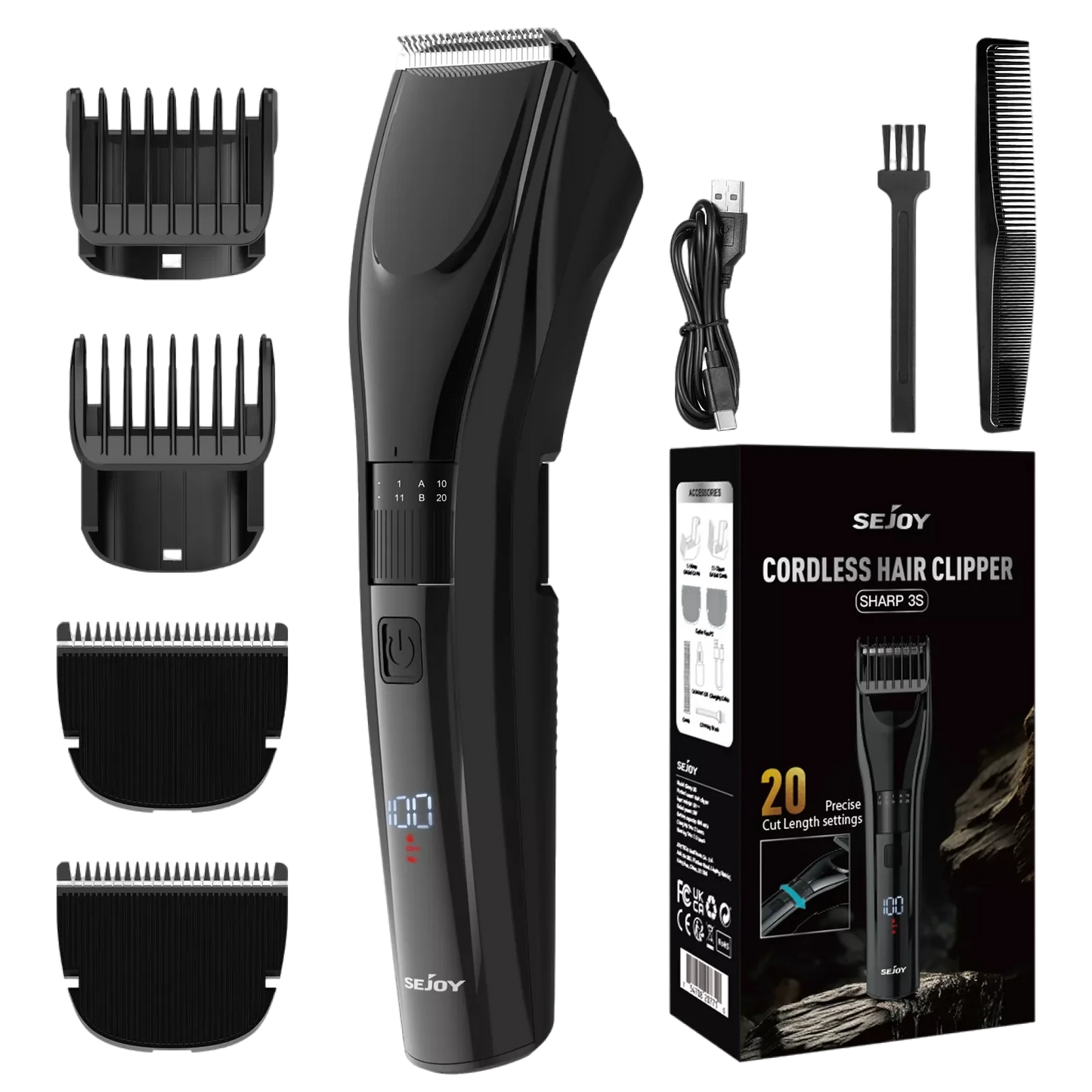 Sejoy Hair Clippers Beard  Trimmer for Men Cordless Barber Clippers for Hair Cutting Machine Rechargeable Beard Trimmer