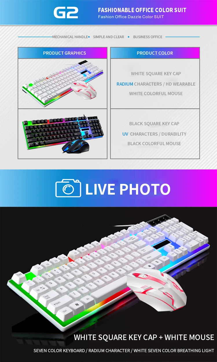 RGB Gaming Keyboard Gamer Keyboard And Mouse Kit Wired Mechanical Keyboard Gaming Keyboard And Mouse Combo For Windows PC Gamers