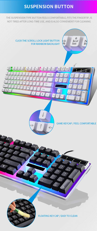 RGB Gaming Keyboard Gamer Keyboard And Mouse Kit Wired Mechanical Keyboard Gaming Keyboard And Mouse Combo For Windows PC Gamers