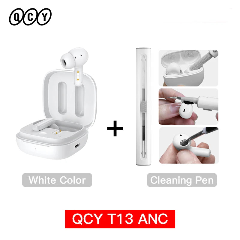 QCY T13 ANC Wireless Earphones Bluetooth 5.3 TWS ANC Noise Cancellation Headphone 4 Mics ENC Headset in-Ear Handfree Earbuds