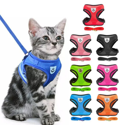 Pet Harness Adjustable Vest Walking Traction Rope Set for Dog Collar Breathable Mesh Harness for Small Medium  Cat Collar