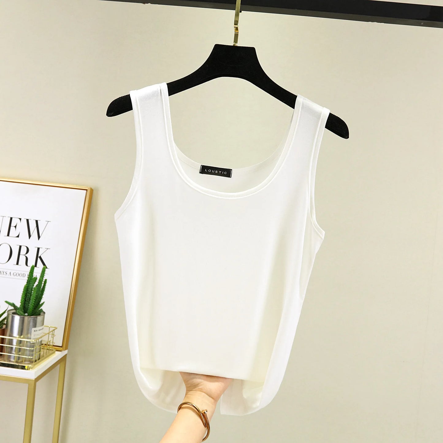 Women Summer Deep U-Neck tank tops Modal cotton sleeveless tee tops camis Tshirts casual Bottoming Top