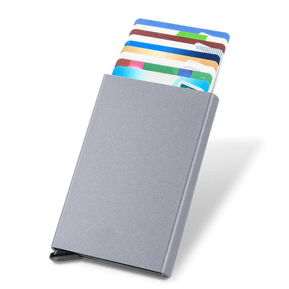 Slim Pop Up Wallet Minimalist Credit Card Holder For Men Women RFID Blocking Mini Metal Case