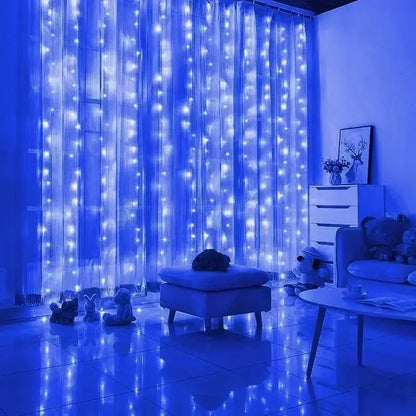 New Year 2025 USB Curtain String Fairy Lights 8 Mode 6/3M LED Christmas Garland Remote For Party ,Garden Home ,Wedding Decoration