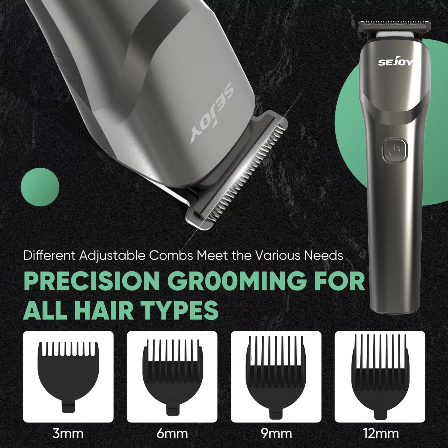 Sejoy Hair Clippers Beard  Trimmer for Men Cordless Barber Clippers for Hair Cutting Machine Rechargeable Beard Trimmer