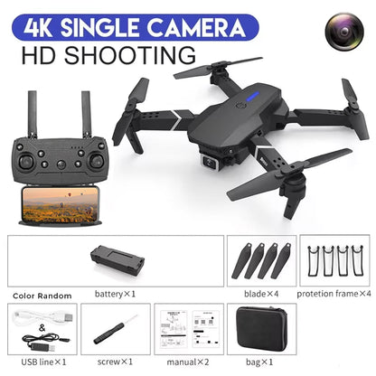 KBDFA 2025 E88 Professional Wide Angle RC Dron HD 4K Camera Mode Foldable Helicopter Aircraft Quadcopter Drone Kid Gift Toys