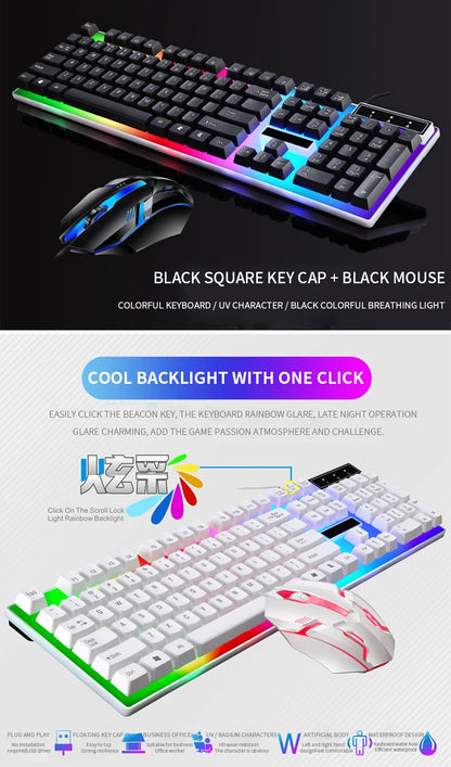 RGB Gaming Keyboard Gamer Keyboard And Mouse Kit Wired Mechanical Keyboard Gaming Keyboard And Mouse Combo For Windows PC Gamers