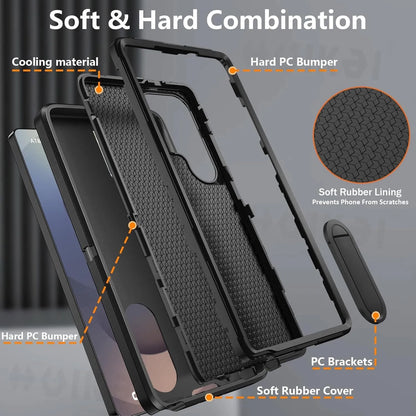 Case For Samsung Galaxy S25 Ultra S24 S23 A56 A36 A16 Full Body 3 in 1 Shockproof Heavy Duty Anti-Scratch Rugged Kickstand Cover