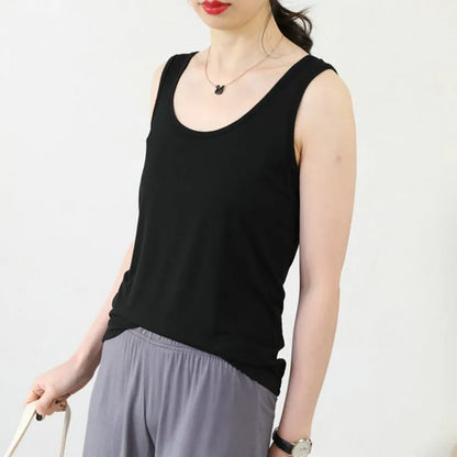 Women Summer Deep U-Neck tank tops Modal cotton sleeveless tee tops camis Tshirts casual Bottoming Top