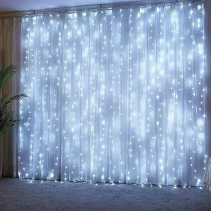 New Year 2025 USB Curtain String Fairy Lights 8 Mode 6/3M LED Christmas Garland Remote For Party ,Garden Home ,Wedding Decoration