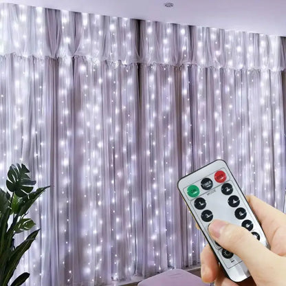 New Year 2025 USB Curtain String Fairy Lights 8 Mode 6/3M LED Christmas Garland Remote For Party ,Garden Home ,Wedding Decoration