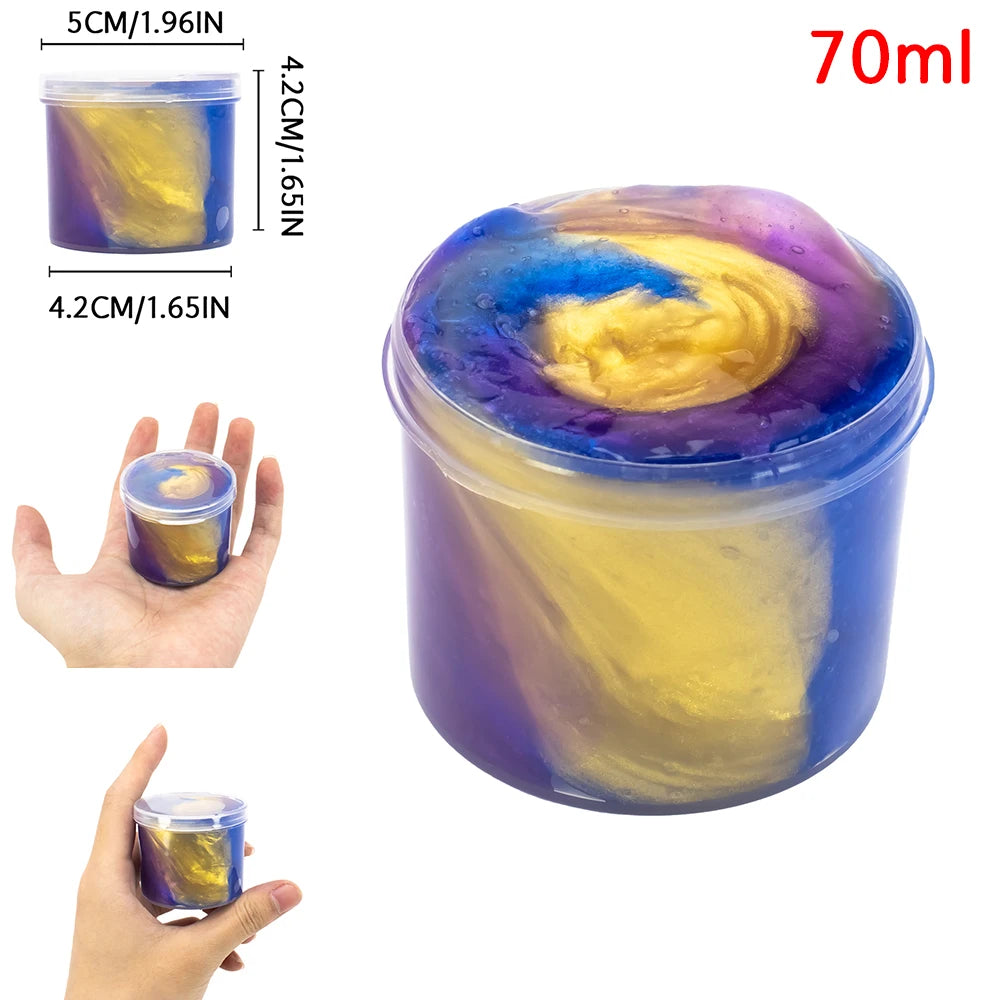 2.37oz Colorful Crystal Slime Putty Toy Kit - Super Soft Non-Sticky Pearlized Bouncy Mud for Kids Birthday Party Gift