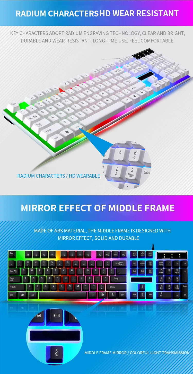 RGB Gaming Keyboard Gamer Keyboard And Mouse Kit Wired Mechanical Keyboard Gaming Keyboard And Mouse Combo For Windows PC Gamers