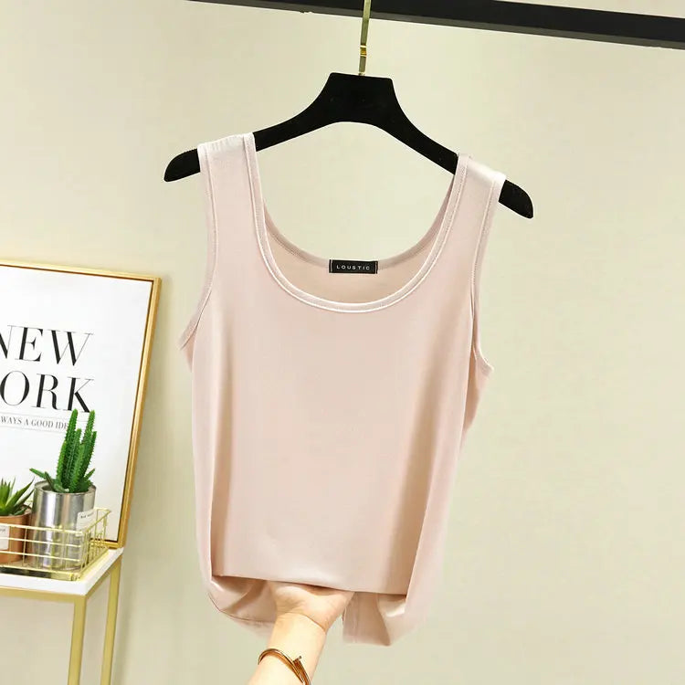 Women Summer Deep U-Neck tank tops Modal cotton sleeveless tee tops camis Tshirts casual Bottoming Top