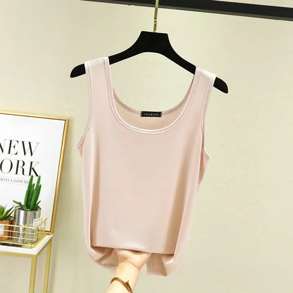 Women Summer Deep U-Neck tank tops Modal cotton sleeveless tee tops camis Tshirts casual Bottoming Top