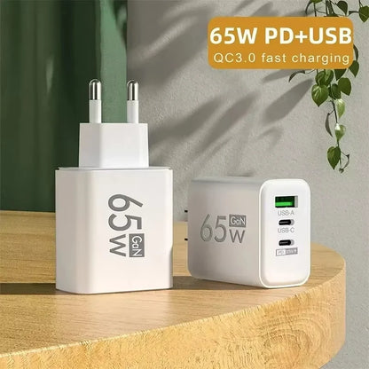 GaN Fast Charging 65W USB Type C Charger PD 3.0 Quick Charge Wall For Phone Adapter For iPhone 15 Xiaomi Huawei Samsung Oneplus