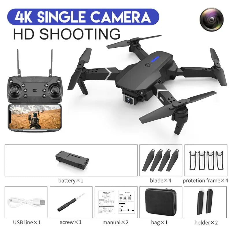 KDBFA 2024 New E88 Pro WIFI FPV Drone Wide Angle HD 4K 1080P Camera Height Hold RC Foldable Quadcopter Dron Helicopter Toys Gift