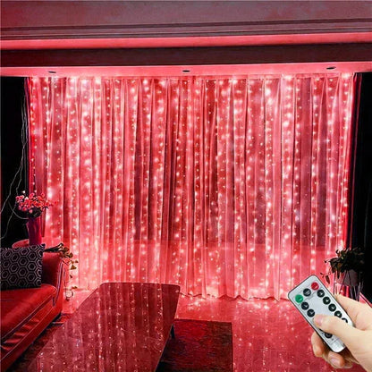 New Year 2025 USB Curtain String Fairy Lights 8 Mode 6/3M LED Christmas Garland Remote For Party ,Garden Home ,Wedding Decoration