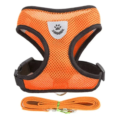 Pet Harness Adjustable Vest Walking Traction Rope Set for Dog Collar Breathable Mesh Harness for Small Medium  Cat Collar