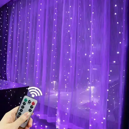 New Year 2025 USB Curtain String Fairy Lights 8 Mode 6/3M LED Christmas Garland Remote For Party ,Garden Home ,Wedding Decoration