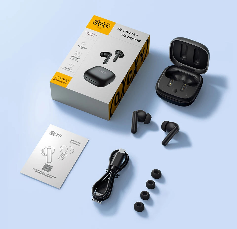 QCY T13 ANC Wireless Earphones Bluetooth 5.3 TWS ANC Noise Cancellation Headphone 4 Mics ENC Headset in-Ear Handfree Earbuds