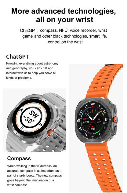 2025 New Smart Watch 32GB Memory Video NFC 1.5Inch AMOLED Screen Sport Fitness Tracker