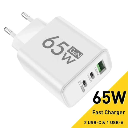 GaN Fast Charging 65W USB Type C Charger PD 3.0 Quick Charge Wall For Phone Adapter For iPhone 15 Xiaomi Huawei Samsung Oneplus