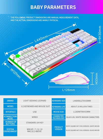 RGB Gaming Keyboard Gamer Keyboard And Mouse Kit Wired Mechanical Keyboard Gaming Keyboard And Mouse Combo For Windows PC Gamers