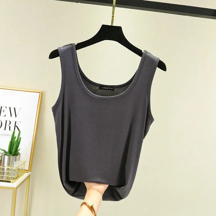 Women Summer Deep U-Neck tank tops Modal cotton sleeveless tee tops camis Tshirts casual Bottoming Top