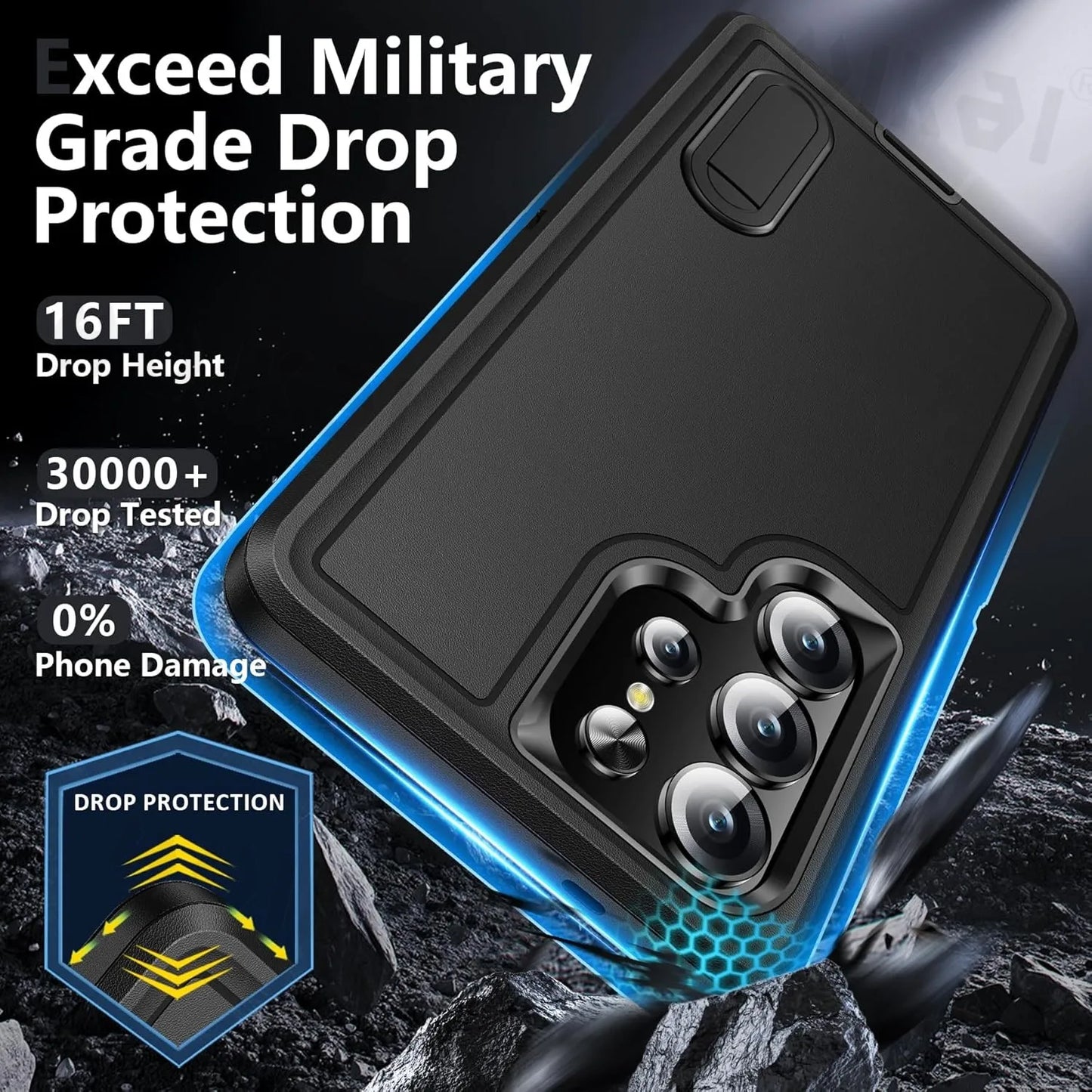 Case For Samsung Galaxy S25 Ultra S24 S23 A56 A36 A16 Full Body 3 in 1 Shockproof Heavy Duty Anti-Scratch Rugged Kickstand Cover