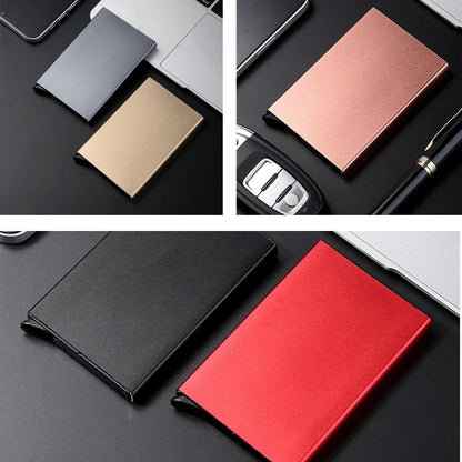 Slim Pop Up Wallet Minimalist Credit Card Holder For Men Women RFID Blocking Mini Metal Case