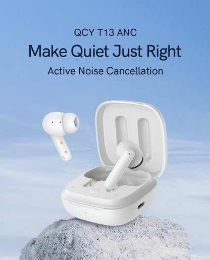 QCY T13 ANC Wireless Earphones Bluetooth 5.3 TWS ANC Noise Cancellation Headphone 4 Mics ENC Headset in-Ear Handfree Earbuds