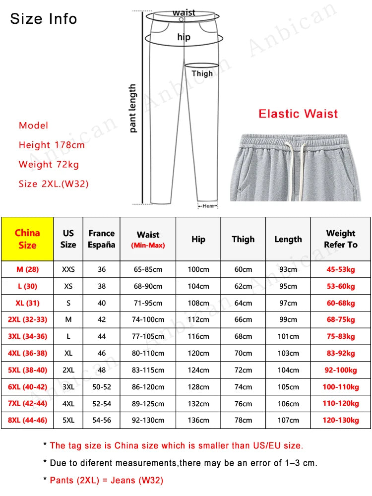 Plus Size Men's Sweatpants 8XL 7XL 6XL Sportswear Elastic Waist Casual Baggy Pants Black Grey Cotton Joggers Male Loose Trousers