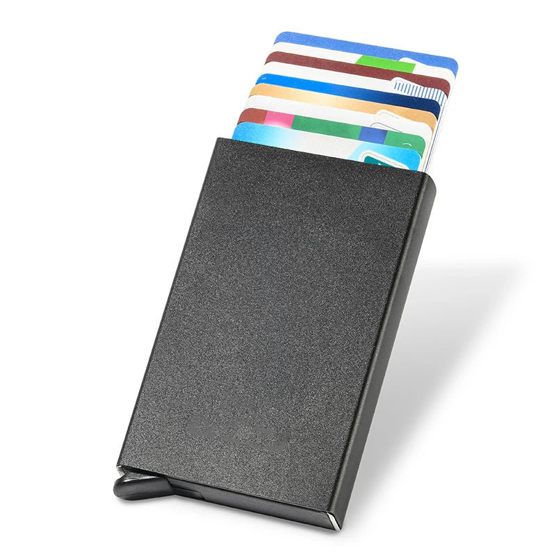 Slim Pop Up Wallet Minimalist Credit Card Holder For Men Women RFID Blocking Mini Metal Case