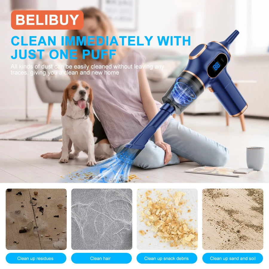 BELIBUY Wireless Car Vacuum Cleaner Home Appliance Sofa Office High-Power Household Cleaning Machine Mini Vacuum Carpet Cleaner