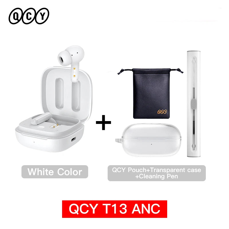 QCY T13 ANC Wireless Earphones Bluetooth 5.3 TWS ANC Noise Cancellation Headphone 4 Mics ENC Headset in-Ear Handfree Earbuds